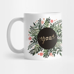 Thank you flowers and branches - sap green and pink Mug